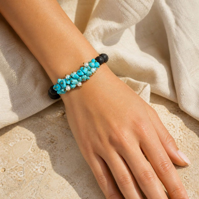 Bracelet élastique orné de sphères en...