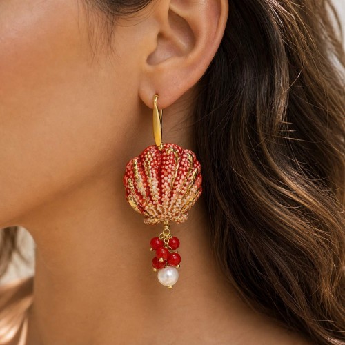 Boucles d'oreilles coquillage, céramique de Caltagirone,... 2