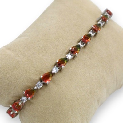 Bracelet de tennis en argent 925, collection TRAMONTO, zircon multicolore en forme de goutte, unisexe