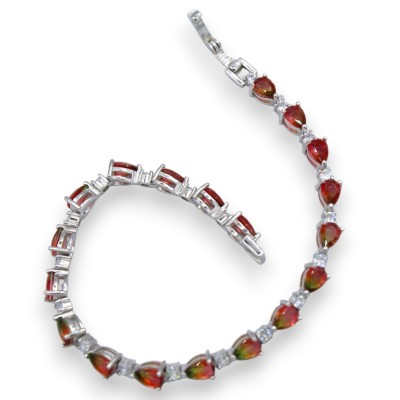 Bracelet de tennis en argent 925, collection TRAMONTO, zircon multicolore en forme de goutte, unisexe