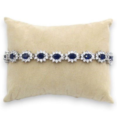 Bracciale Tennis Argento 925, L 20 cm ca. Collezione MARGHERITA, con Zirconi e Cristalli Blu