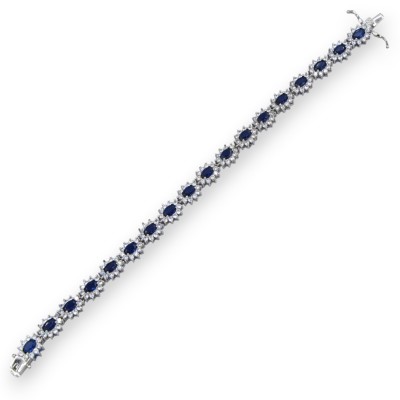 Bracciale Tennis Argento 925, L 20 cm ca. Collezione MARGHERITA, con Zirconi e Cristalli Blu