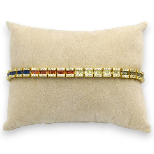 Pulsera de tenis en plata 925, chapada en oro. Longitud:...