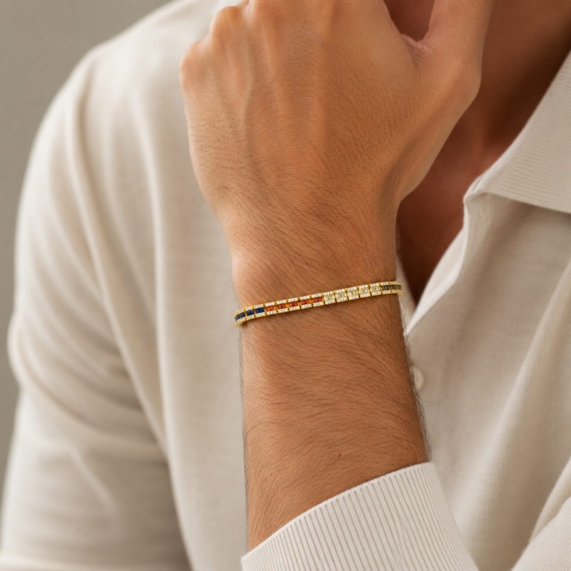 Bracciale Tennis Argento 925 Placcato...