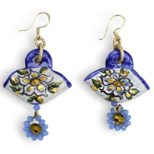 Orecchini Coffa siciliana, ceramica Caltagirone, h 8 cm...