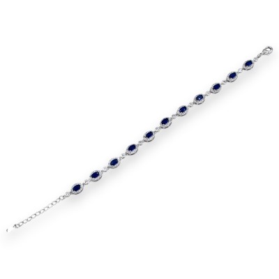 Tennis bracelet, 925 silver, length approx. 20 cm. MIRROR collection with blue crystals and zirconia. UNISEX.