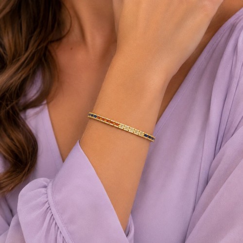 Pulsera de tenis en plata 925, chapada en oro. Longitud:... 2
