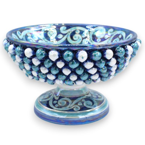 Suporte para bolo em forma de pinha, cerâmica de Caltagirone, aprox. Ø 25 x 16 cm. Variações em azul, decoração barroca, esmalte