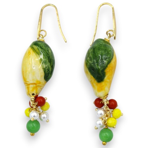 Boucles d'oreilles citron, en céramique de Caltagirone,...