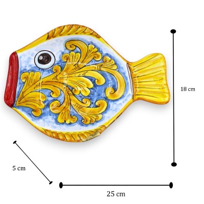 Vassoio Pesce piatto da portata L 25 x 18 cm ca. (1Unità) Ceramica Siciliana, vari decori MD1