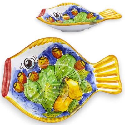 Vassoio Pesce piatto da portata L 25 x 18 cm ca. (1Unità) Ceramica Siciliana, vari decori MD2