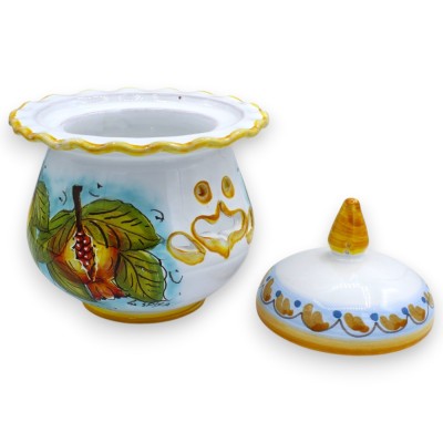 Soporte para ajos o cebollas, cerámica de Caltagirone, aprox. 20 x 16 cm (1 unidad). Con 2 opciones de decoración.