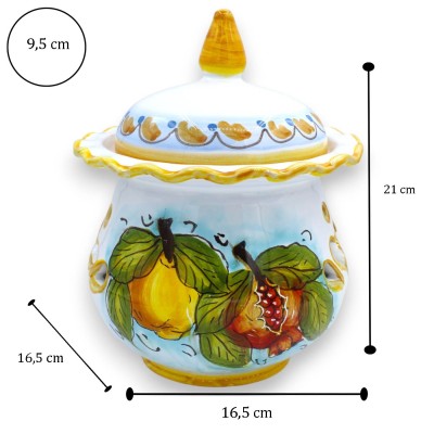 Porte-ail ou porte-oignons, en céramique de Caltagirone, env. 20 x 16 cm (1 unité). Deux options de décoration disponibles.