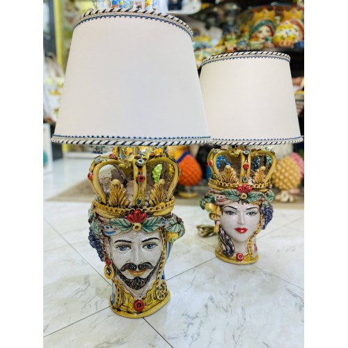 Lume Heads of Moro Caltagirone modellen enamel craquele lengte ongeveer 55cm - 