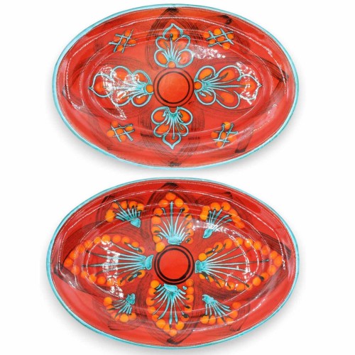 Ovales Tablett, sizilianische Keramik, ca. 37 x 25 cm (1...