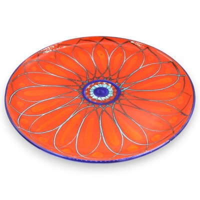Talerz do serwowania lub wiszący, Ø ok. 30 cm. Elegancka sycylijska ceramika, geometryczne zdobienie kwiatowe, tło w kolorze sel
