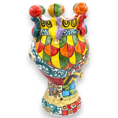 Sicilianska moriska huvuden (1 enhet) ca 35 cm höga. Caltagirone keramik, ÉLITE-serien. Flerfärgad, 24k guld emalj.