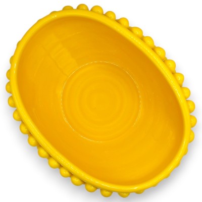 Oval Pinecone Centerpiece, Caltagirone ceramic, L 37 x 27 cm approx. Yellow, Single Color