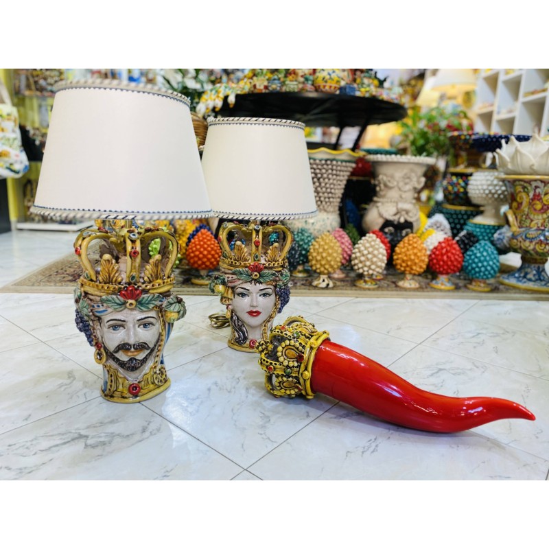 Lume Heads of Moro Caltagirone modell Empire emalj craquele höjd ca 55cm - 