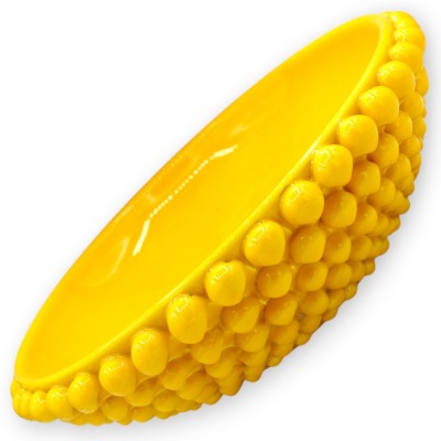Rund mittdekoration av tallkotte, Caltagirone keramik, Ø 37 cm, Enfärgad, Gul
