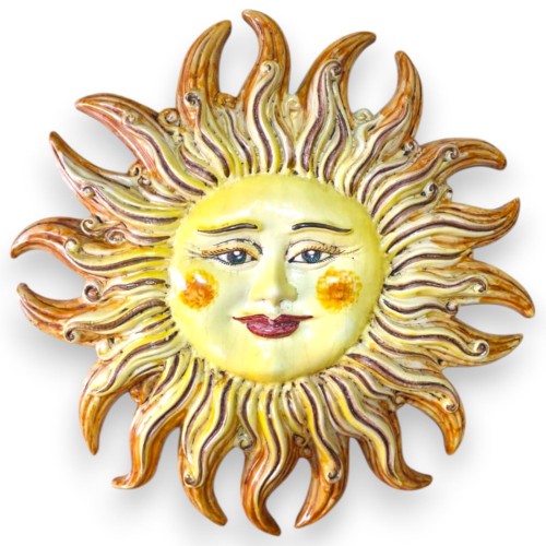 Jätte Caltagirone keramik eldsol, Ø 60 cm ca. Gul 2