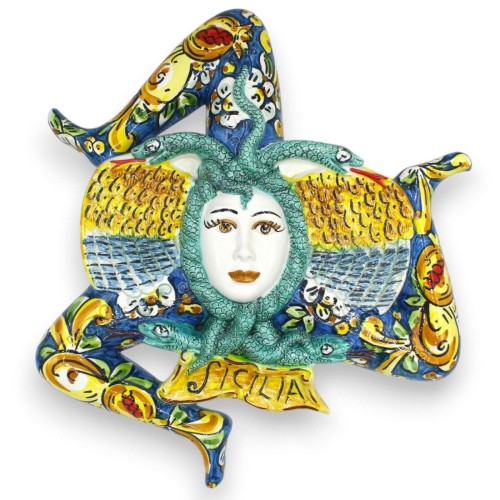 Trinacria in ceramica Caltagirone, h 38 x 38 cm ca. fondo...