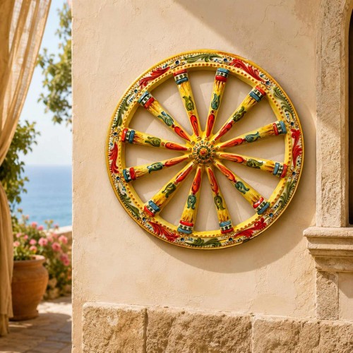Ruota di Carretto Siciliano, Ceramica Caltagirone, Ø 44... 2