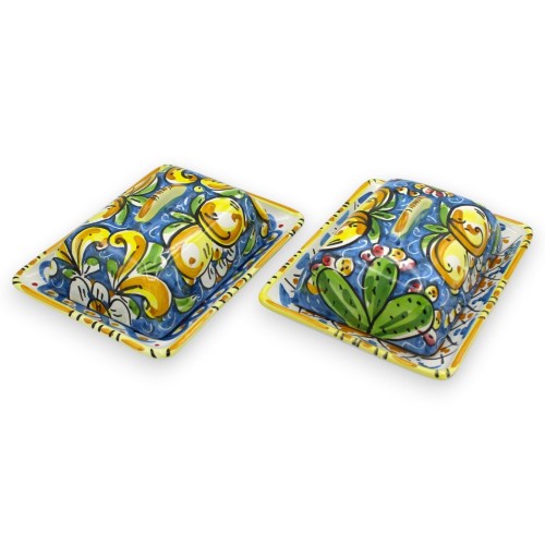 Caltagirone ceramic butter dish, L 18 x 14 x h 7 cm... 2