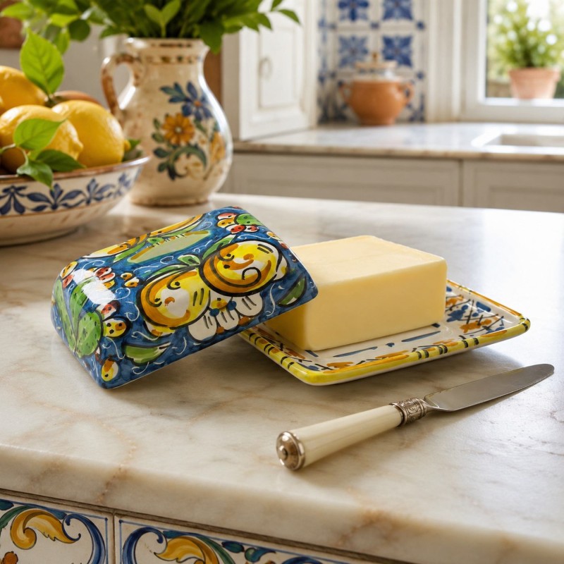 Butterdose aus Caltagirone-Keramik,...