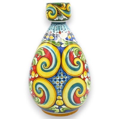 Vase bouteille, céramique de Caltagirone, env. 30 x 17 cm, décor baroque polychrome, MD4