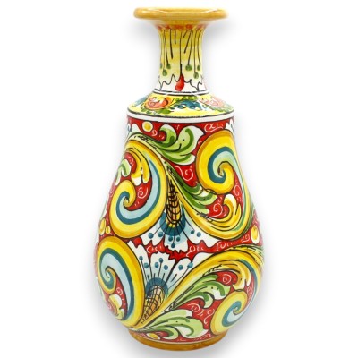 Flaschenvase, Caltagirone-Keramik, ca. 30 x 16 cm, mehrfarbiges Barockdekor, MD5