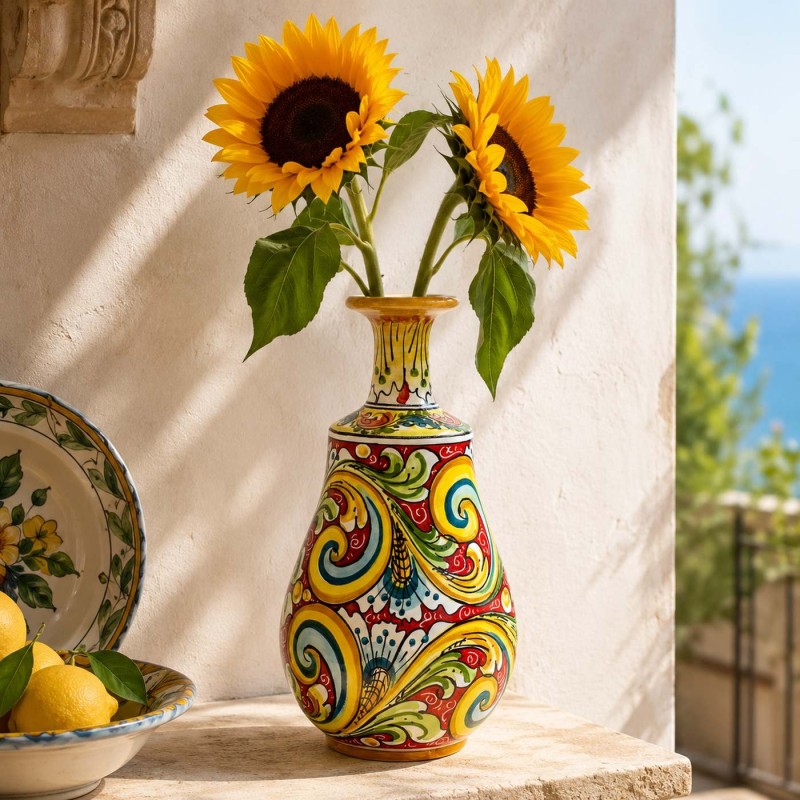 Flaschenvase, Caltagirone-Keramik,...