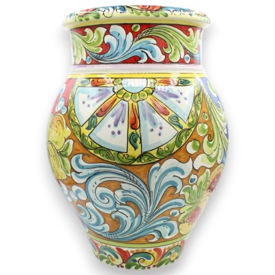 Wazon Giara, ceramika Caltagirone, ok. 40 x 28 cm. Wielobarwna i zdobiona.