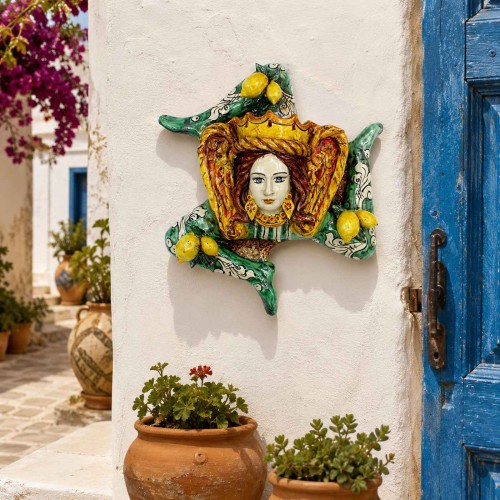 Caltagirone keramische Trinacria, ca. 32 x 32 cm.... 2