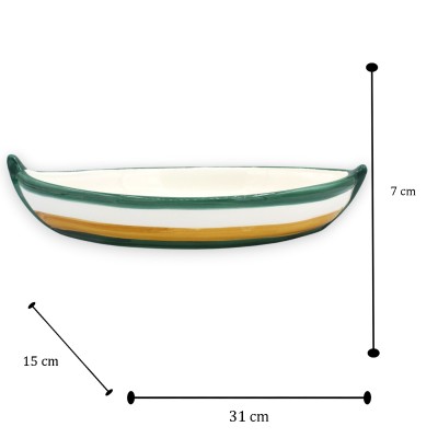 Bootsförmige Vorspeisen- oder Servierschale aus feiner sizilianischer Keramik, ca. 30 x 15 cm (1 Stück), verschiedene Farben