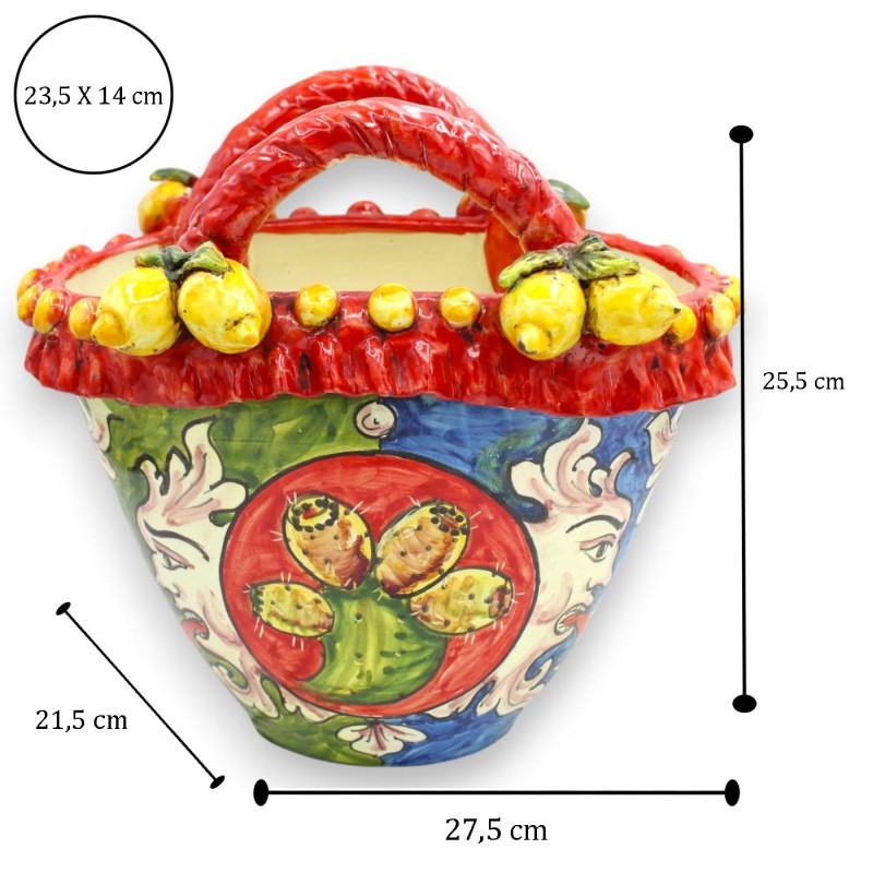 Caltagirone keramisk korg, ca 25 x 27...
