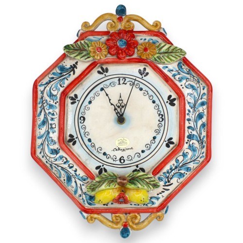 Horloge en céramique de Caltagirone, env. 36 x 28 cm,...