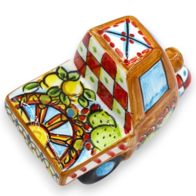 Caltagirone keramik Ape motorcykel, L 11 x 8 cm ca. (1 enhet) slumpmässig färg, siciliansk vagndekoration