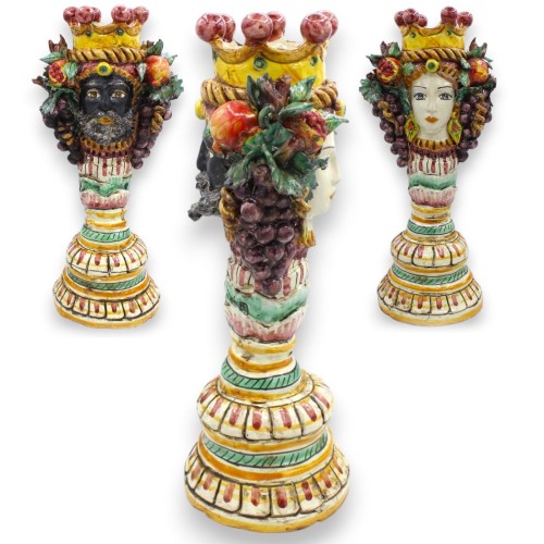 Tête de Janus Bifrons à deux visages. Bougeoir, céramique...