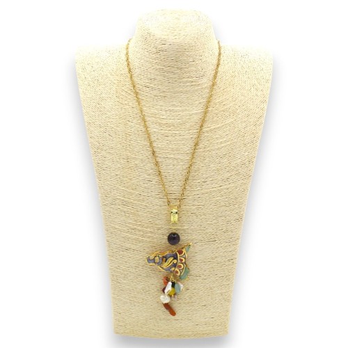 Collar de acero con colgante siciliano en cerámica de...