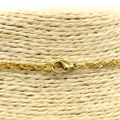 Collar de acero con colgante siciliano en cerámica de Caltagirone, L 65 + 8 cm aprox. Esmalte en oro de 24k, MD3