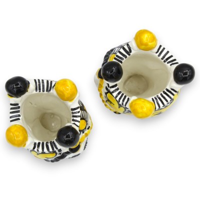 Testa di Moro Caltagirone h 12 cm ca. (Coppia) Serie ÉLITE decoro Moderno, Giallo e Nero