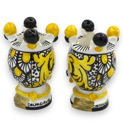 Caltagirone hedhuvud, ca 12 cm högt (par), ÉLITE-serien, modern dekoration, gul och svart