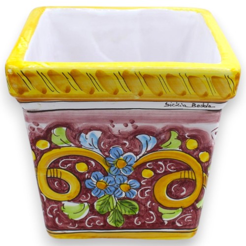 Vaso quadrado, cerâmica Caltagirone, aprox. 20 x 20 x 20...