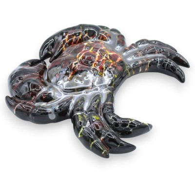 Hanging or freestanding crab, fine ceramic, approx. 17 x 18 cm. Black and multicoloured.