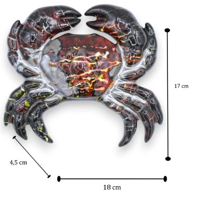 Hanging or freestanding crab, fine ceramic, approx. 17 x 18 cm. Black and multicoloured.