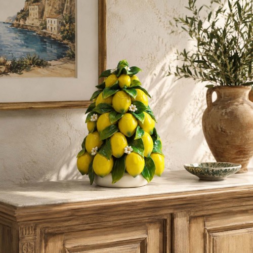 Pyramide citron à base ronde, en céramique fine, H 32 x... 2