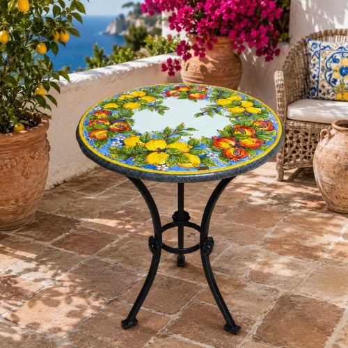 Mesa redonda de piedra volcánica del Etna de Ø 70 cm,... 2