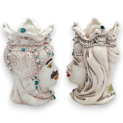 Teste di moro Siciliane Emiri (coppia) h 13 / 14 cm ca. ceramica Caltagirone MD36