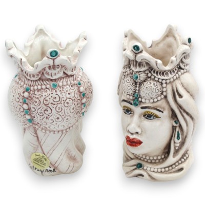 Teste di moro Siciliane Emiri (coppia) h 13 / 14 cm ca. ceramica Caltagirone MD36